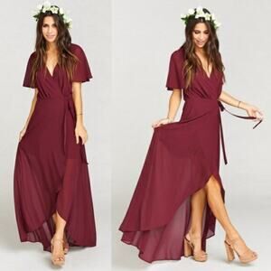 Show Me Your Mumu Sophia Wrap Dress In Merlot Women's Size XD